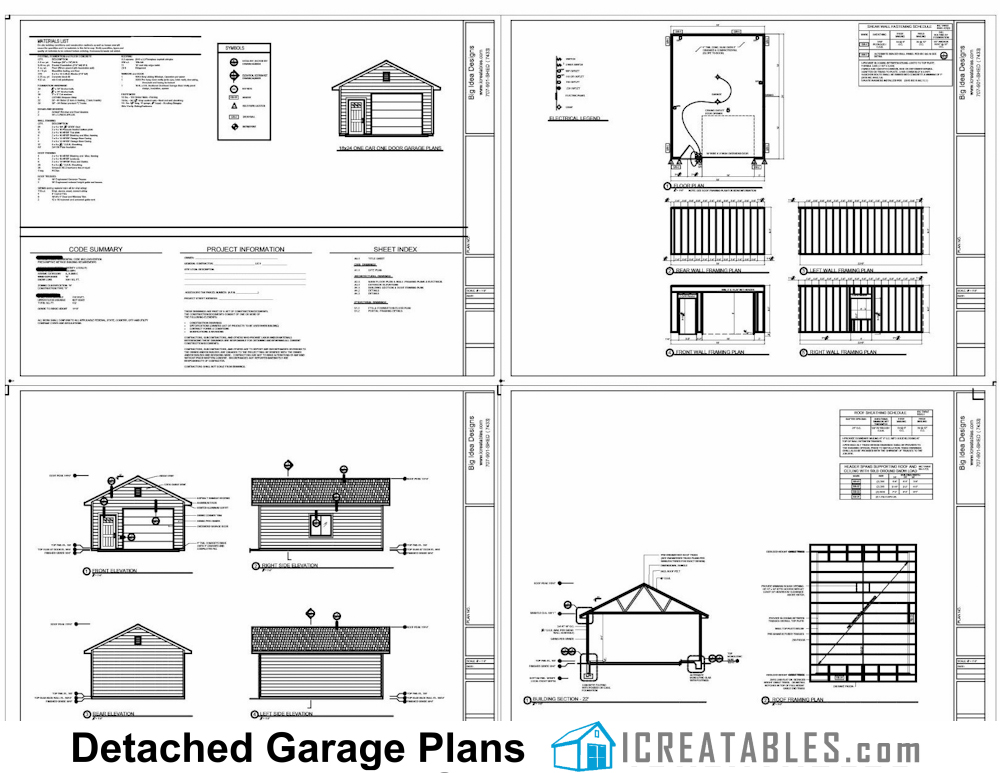 24x24 1 door garage plans