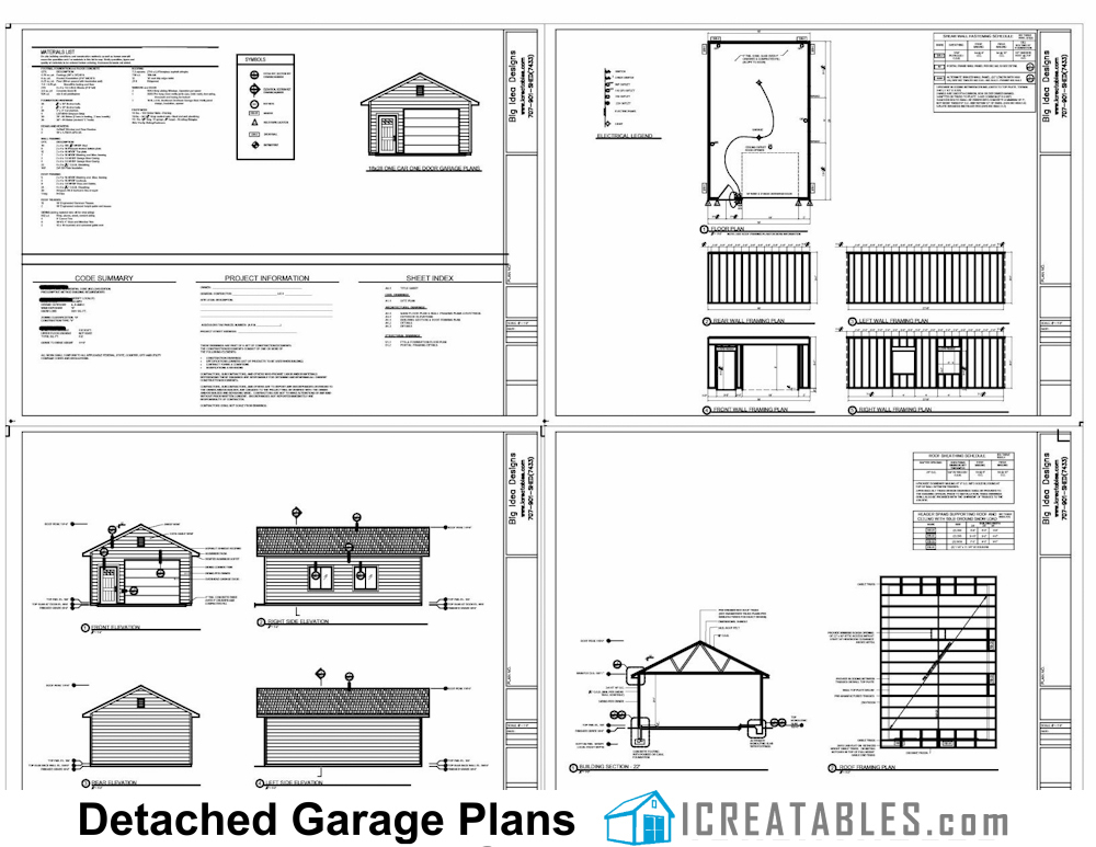 18x28 1 door garage plans