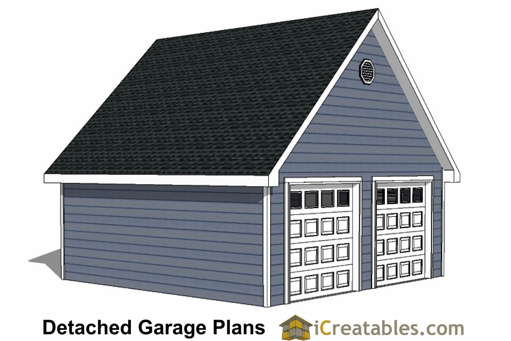 22x22 2 Car 2 Door Detached Garage Plans With Steep Roof