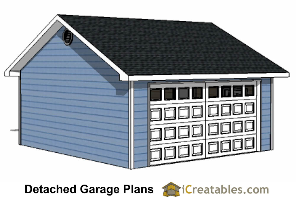 22x20 Garage with 2 car garage plans left elevation