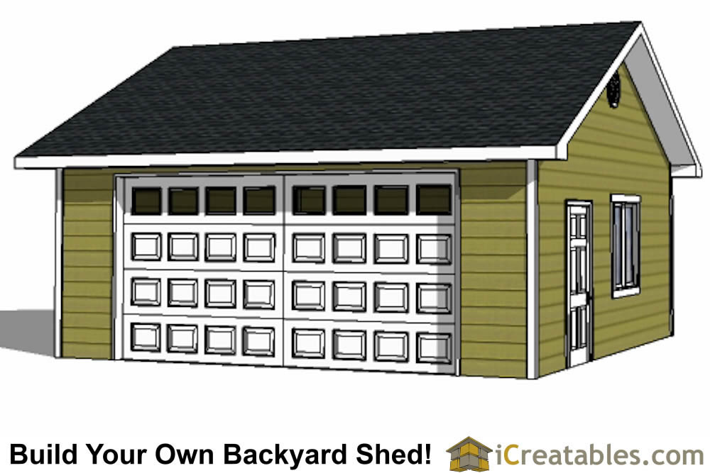 22x22 2C1D E 2 car 2 door eve garage front