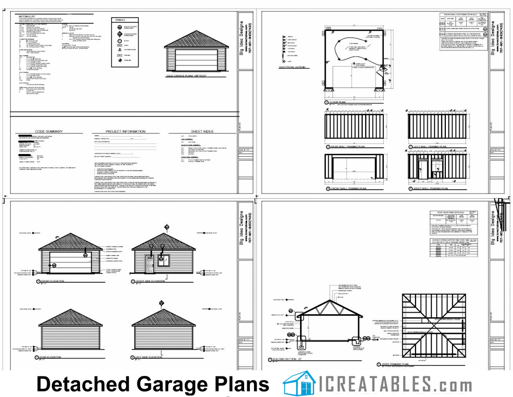 24x24 1 door garage plans