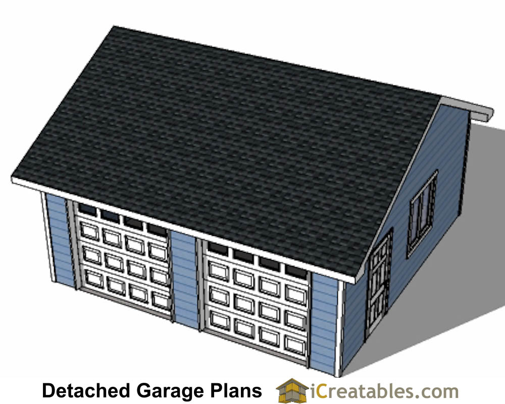 22x22 garage two doors with eve over door top view