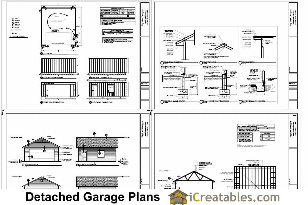 Custom Garage Plans - Storage Shed - Detached Garage Plans