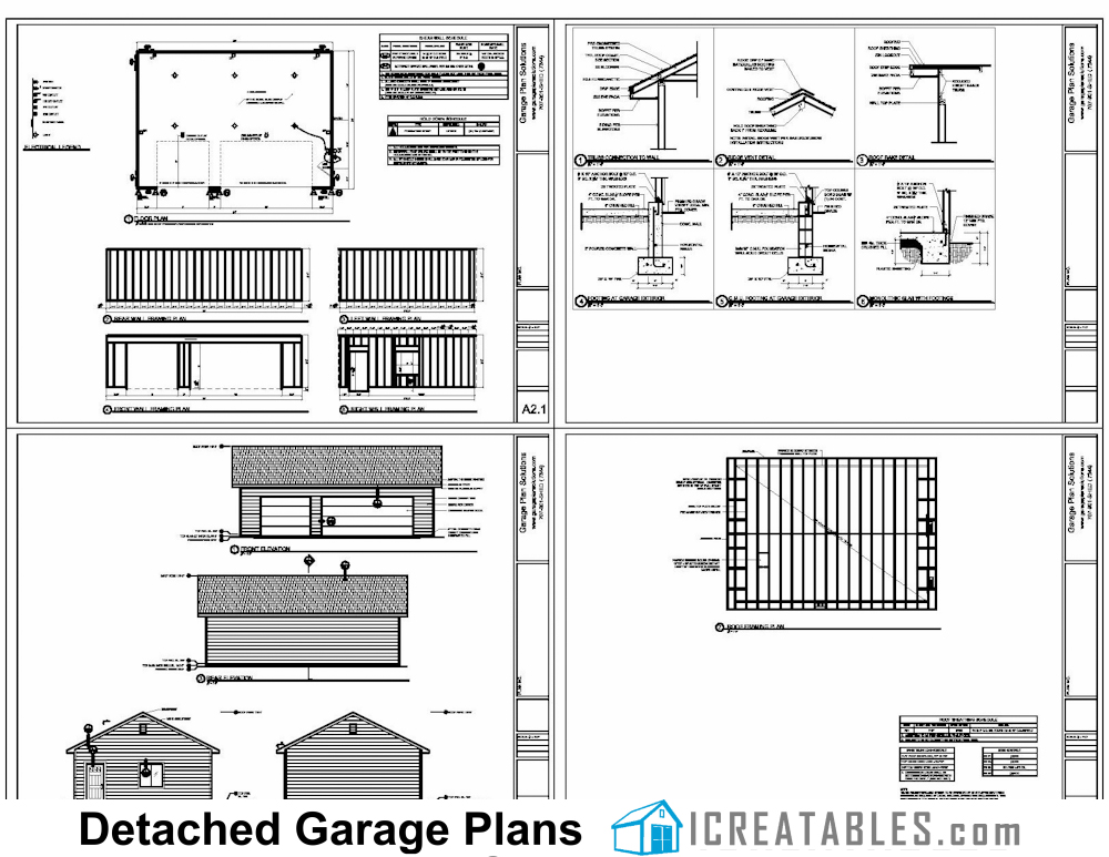 24x34 Garage Plans 3 Car Garage Plans 2 Doors