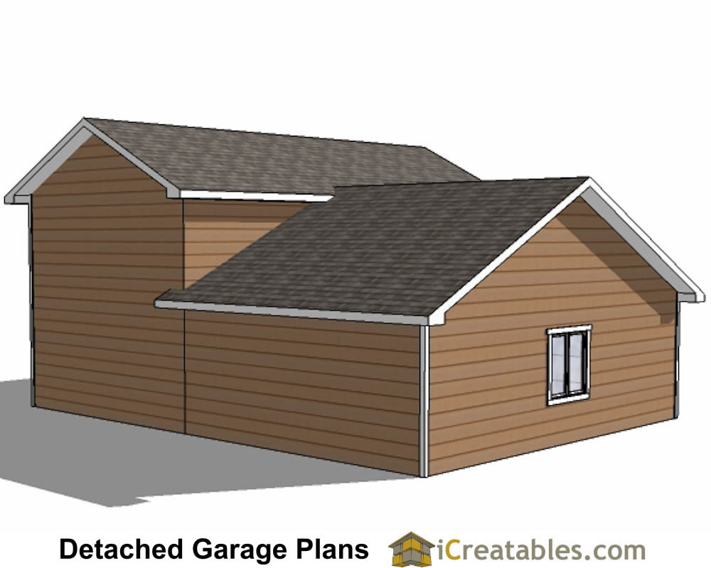 34x38 RV Garage with 2 car garage left rear elevation