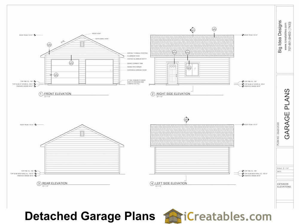 garage plans building section and roof framing plans