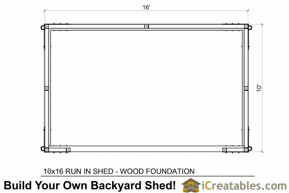 10x16 Run In Shed Plans With Wood Foundation