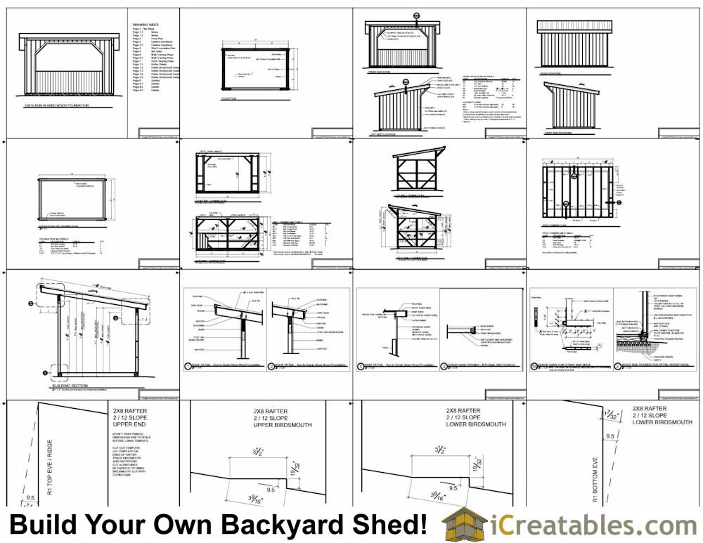 10x16 Run In Shed Plans With Wood Foundation