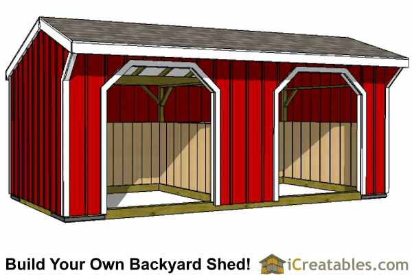 10'x20' Run In Shed Plans - Loafing Shed