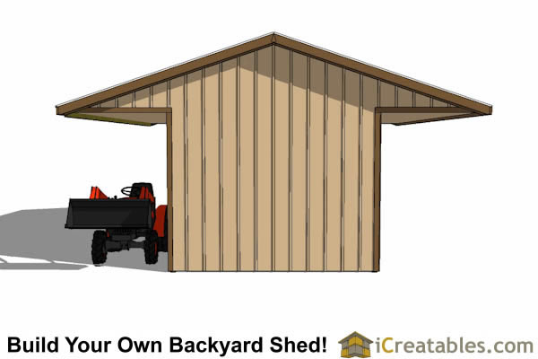 12X30 3 Stall Horse Barn With Covered Storage