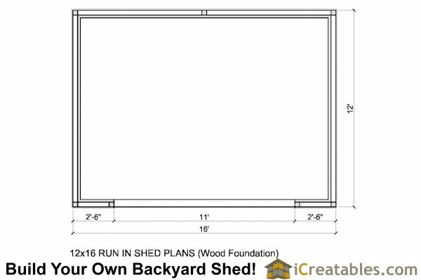 12x16 Run in shed floor plan