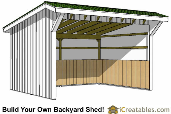 12x16 Run In With Cantilever Roof Plans