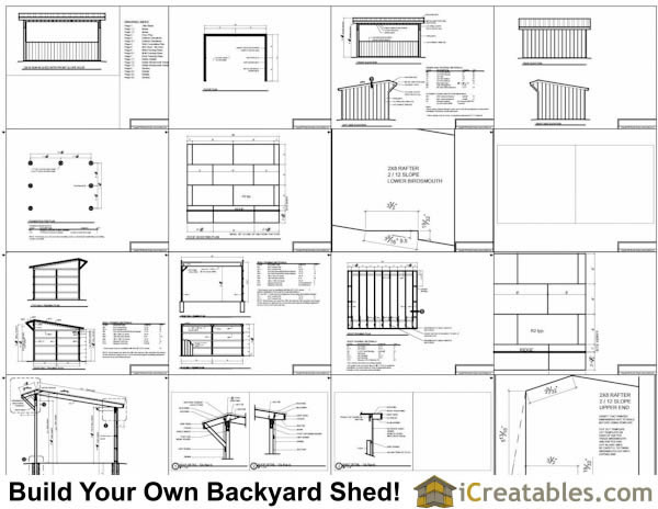 12x16 Run In With Cantilever Roof Plans