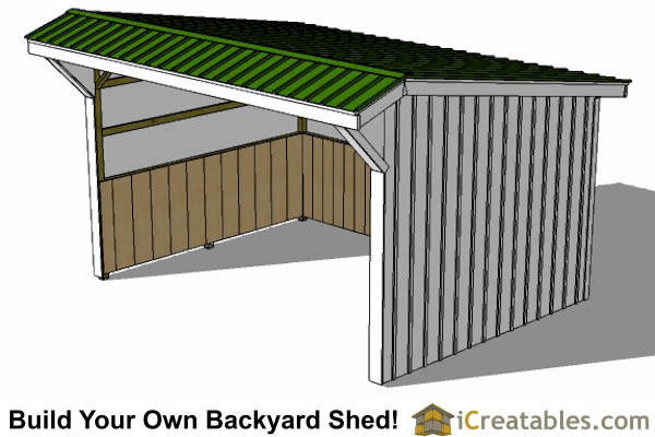 12x16 Run In With Cantilever Roof Plans