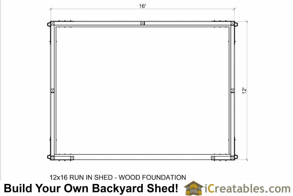 12x16 Run in shed floor plan