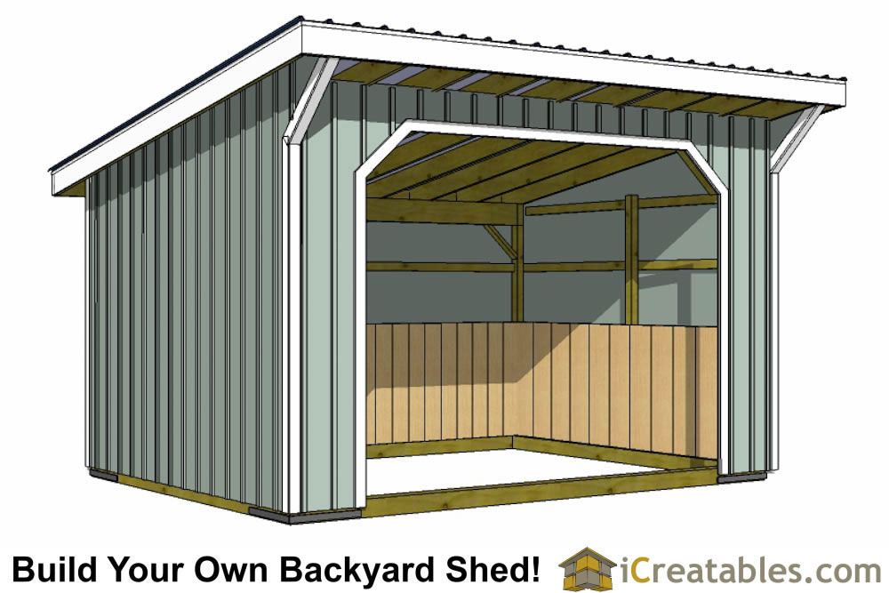 12x16 run in shed plans with lean to style roof