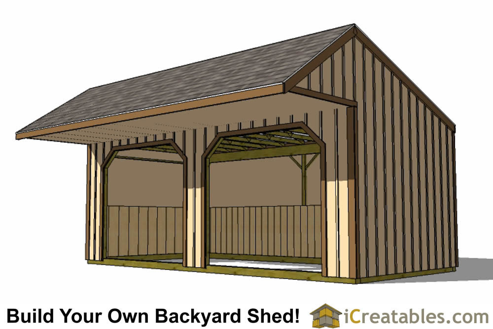 12x24 run in shed plans with cantilever