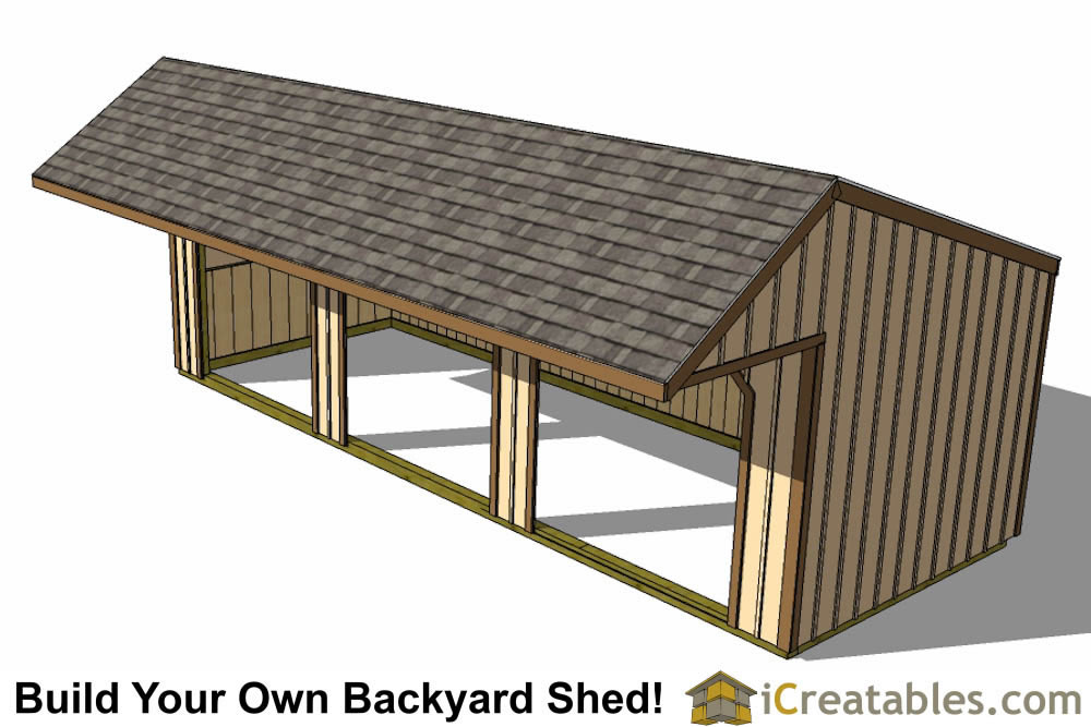 12x32 run in shed plans with cantilever roof