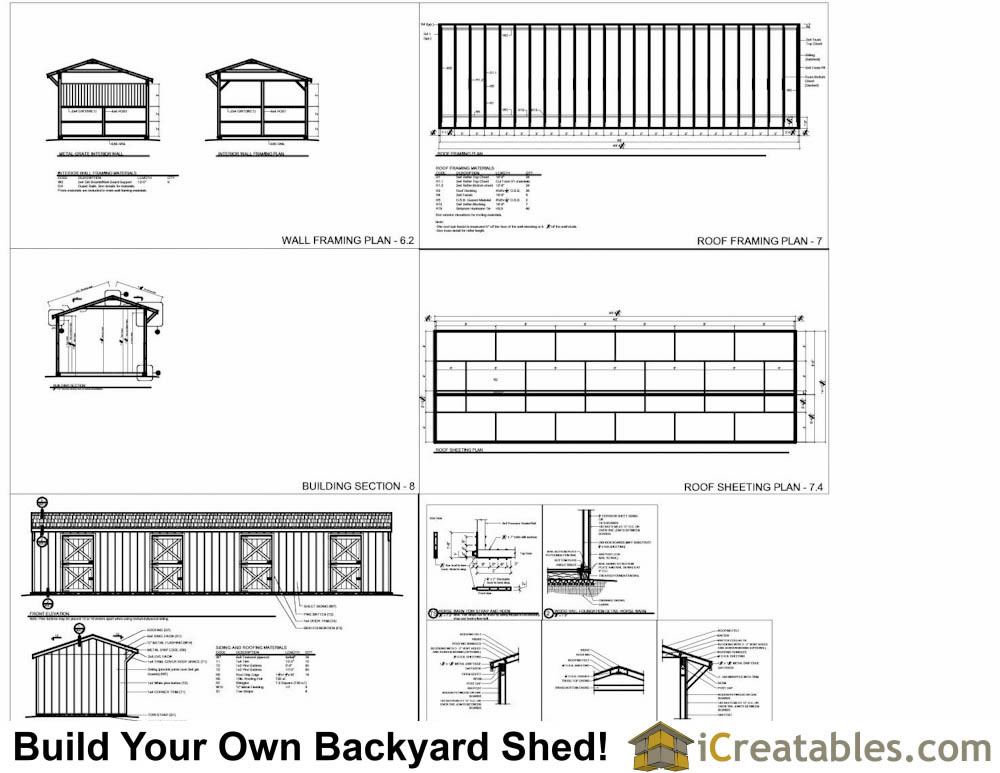 12x48 4 stall horse barn plans example