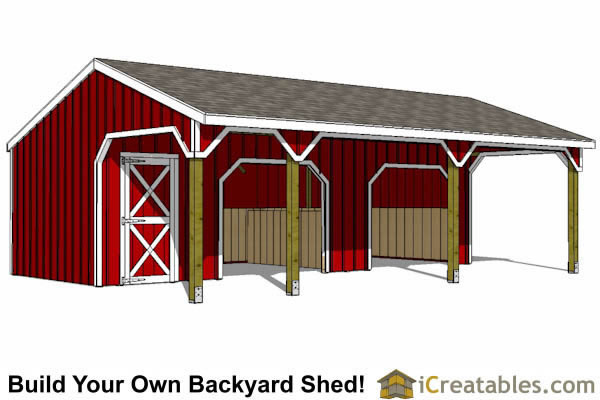 22x30 2 stall horse barn with tack room