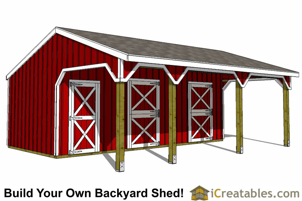 22x30 2 stall horse barn with tack room