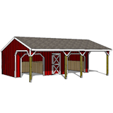22'x30' Run In Shed Plans with Tack Room and Breezway