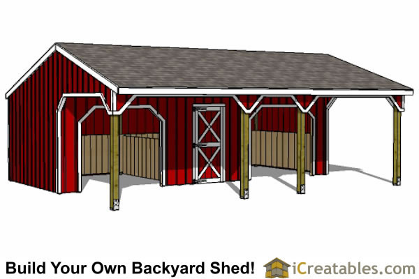 22x30 2 stall horse barn with tack room