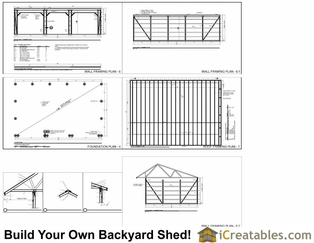 24x40 Run In Shed Plans With Cantilever Roof