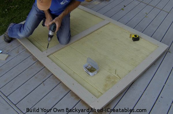 building a shed door adding trim to door