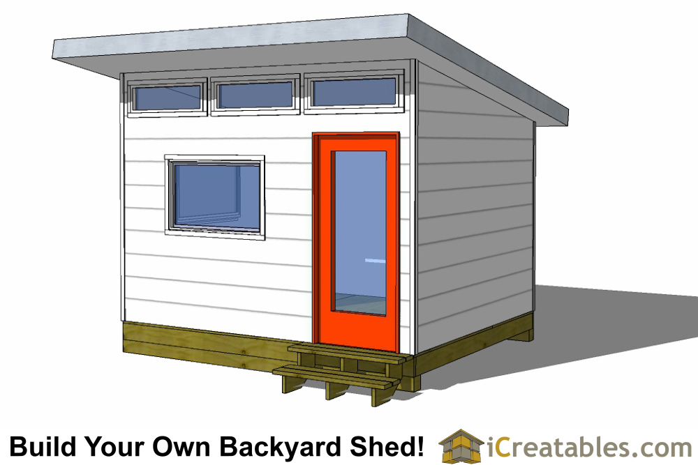 10x12 modern shed plans single door on front