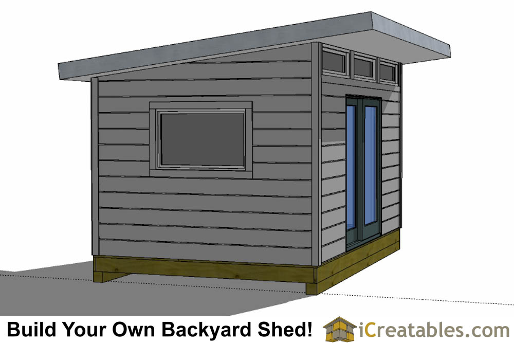12x12 modern backyard office shed plans