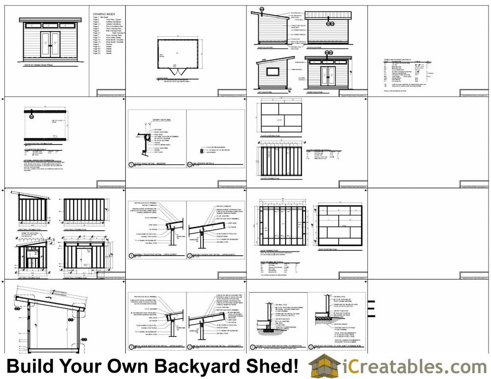 10x14 Modern Shed Plans 10x14 Office Shed Plans Studio 