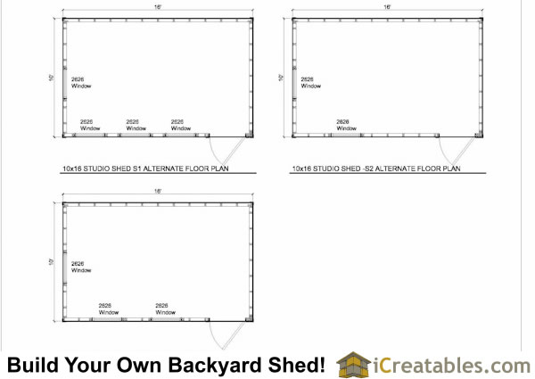 10x16 modern backyard shed floor plan