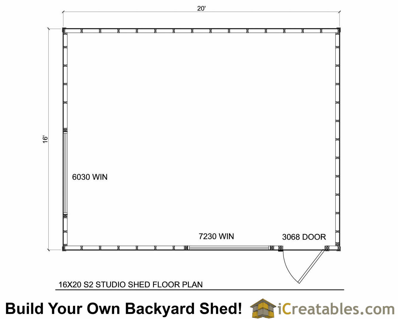 16x20 Modern Studio Shed Shed Plans | Modern Shed Plans With Side Door