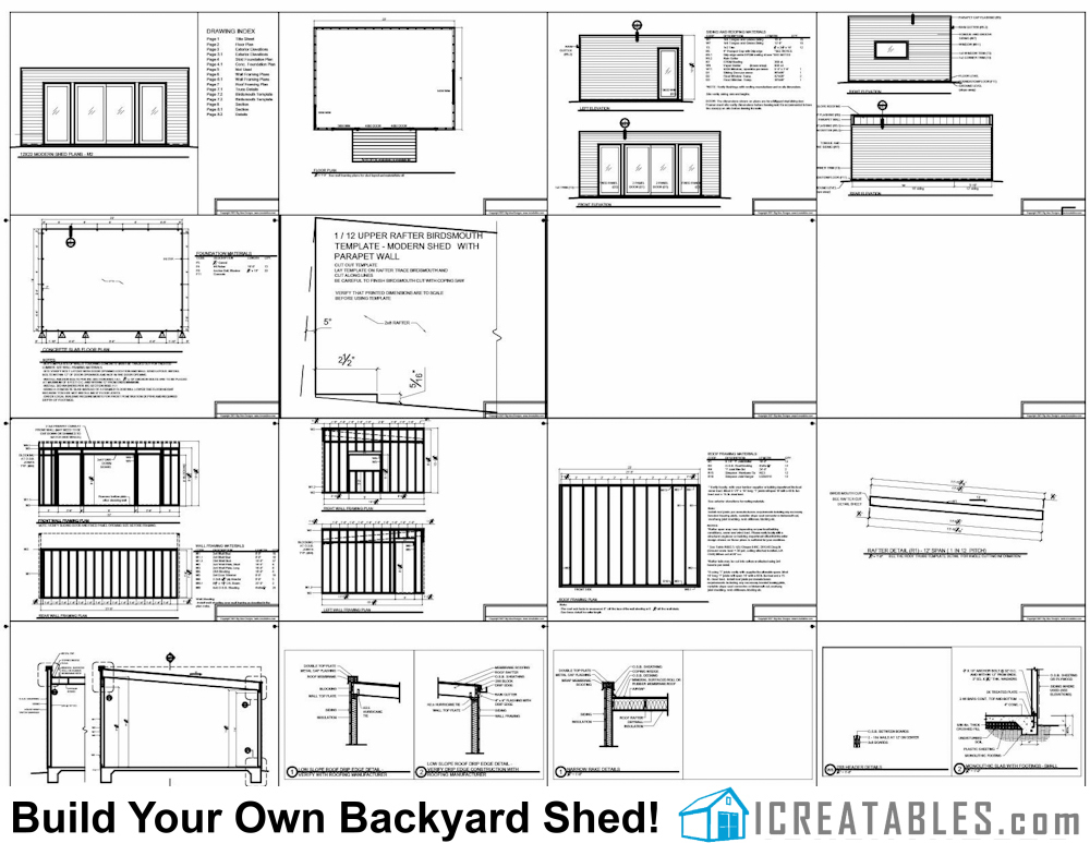 16x22 modern shed plans
