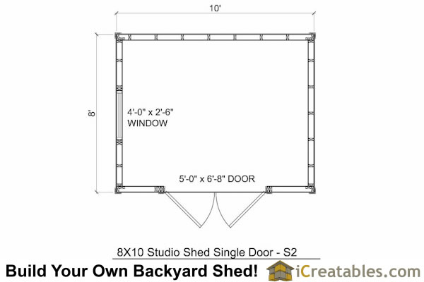 8x10 modern shed plans center door