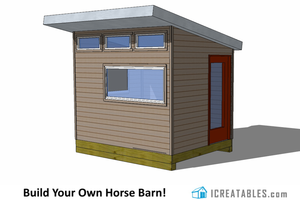 8x10 Modern Shed Plans | End Door