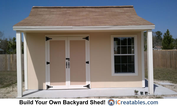 Pool house built from shed plans.
