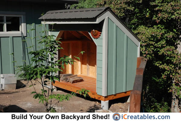 4x8 Firewood shed plans front elevation
