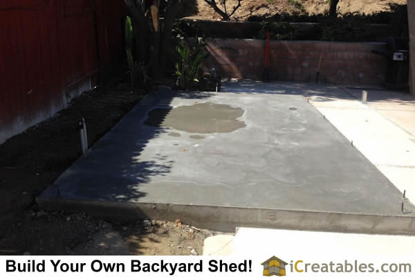 shed concrete slab installed. The electrical conduit to the shed 