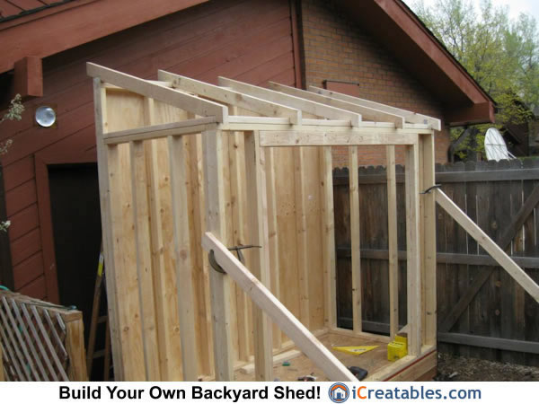 lean to shed rafters set on finished walls