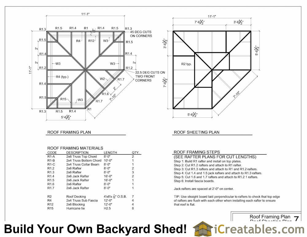 10x10 5 Sided Corner Shed Plans