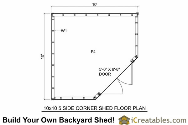 10x10 5 Sided Corner Shed Plans