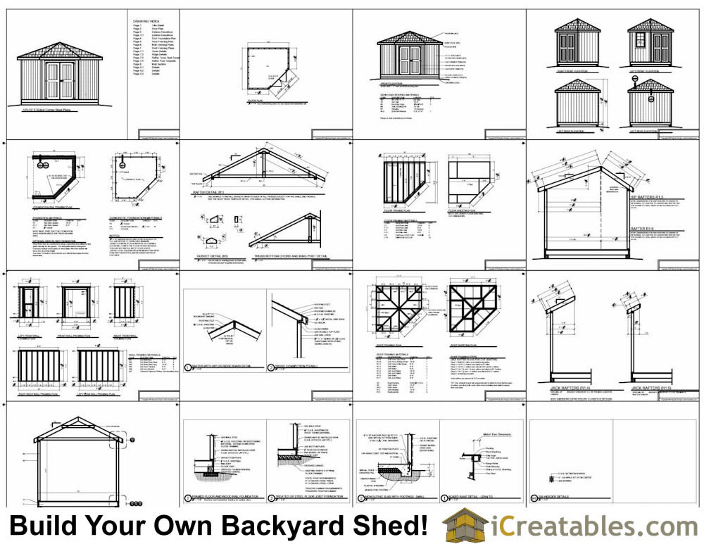 10x10 5 Sided Corner Shed Plans