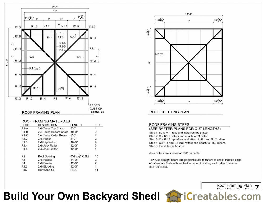 10x10 hip roof shed plans