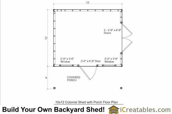 10x12 colonial shed with porch plans icreatables sheds