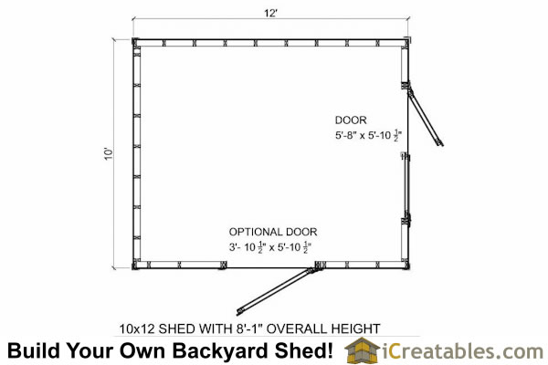 10x12 8 Foot Tall Shed Plans | 8' Tall Storage Shed Plans 