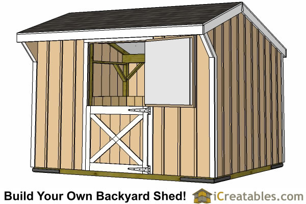 10X12 One Stall Horse Barn Plans | Small Horse Barn Plans