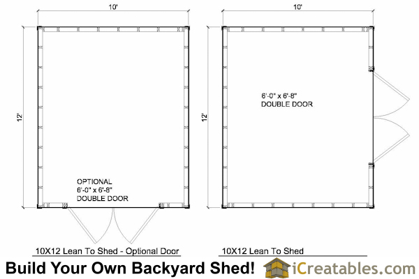 Example of our 10x12 lean to shed plans. (similar plans)